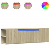 mueble de tv de pared con luces led roble sonoma 135x31x395 cm vidaxl