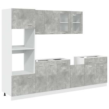 Conjunto De Armarios De Cocina Lyon De 7 Piezas En Madera De Ingeniería Gris Hormigón Vidaxl