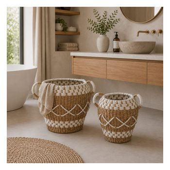 Conjunto de 2 cestas en fibras naturales natural