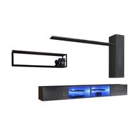conjunto de muebles de salon industrial switch m4 r gris r led integradas  sistema push to open