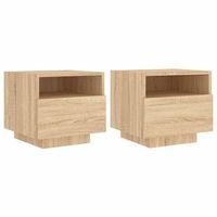 mesitas de noche con luces led 2 uds roble sonoma 40x39x37 cm vidaxl