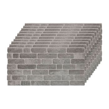 Set De 10 Paneles Decorativos Efecto  Ladrillo Gris 100x50cm