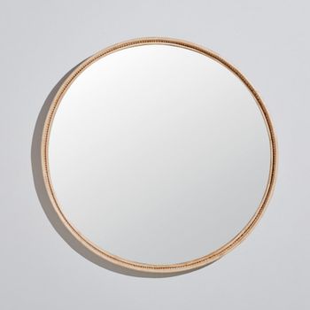 Espejo de pared redondo, ratán trenzado, Ø 110 cm