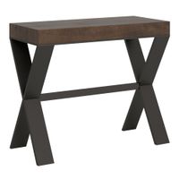 consola extensible 90x40300 cm efecto madera nogal hierro