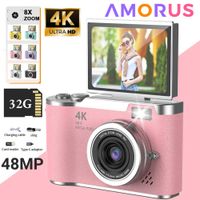 camara digital 4k con filtros de belleza 48mp hd camara ccd para estudiantes cmos antivibracion 180    camara selfie con pantalla giratoria para ninos y adultos regalo