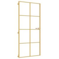 puerta de interior dorada vidrio templado y aluminio 93x2015cm vidaxl