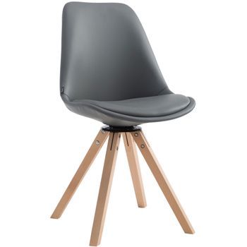 Silla De Visita Calais Square Simil Cuero Gris 56x48x84 Cm Clp
