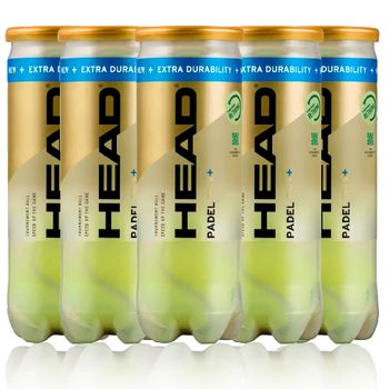Head Padel PRO S + (2024) - Lote Pack 5 Botes, 15 Pelotas Padel, Profesionales, Super Veloces, Homologadas, Máxima Calidad, Rendimiento