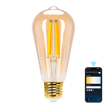 Aigostar Bombilla Inteligente E27 Edison Bombilla Alexa 6W 806LM Bombilla Vintage WIFI ST64 Bombilla Filamento Regulable 2700K-6500K, compatible con Alexa/Google Home. ámbar 1 pack