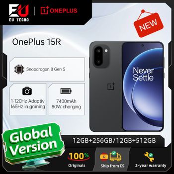 Teléfono Inteligente OnePlus 15R (Versión Global) 5G, 12GB + 256GB, 12GB + 512GB, Snapdragon 8 Gen 5, 7400 mAh, Pantalla de 165Hz, IP69, Negro