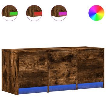 Mueble De Tv | Mueble De Salón | Gabinete De Tv Led Madera Ingeniería Roble Ahumado 97x34x40 Cm