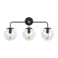 lampara de pared horn-12208 negro oro cobrizo metal vidrio 56x21x27 cm