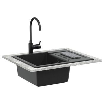 Lavabo De Baño Moderno | Lavabo Negro 620 X 500 Mm 80% Cuarzo Y 20% Resina