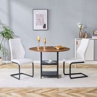conjunto de mesa y 2 sillas - mueble de comedor - mdf y metal - nogal y blanco 107x107x75cm