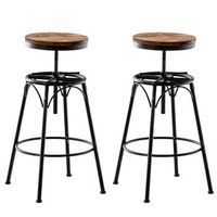conjunto de 2 taburetes de bar de estilo industrial contemporaneo altura regulable en metal bronce y asiento de madera clara 100004018