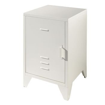 Mesita De Noche Bronxx Con Puerta Metal Blanco Mate Vipack