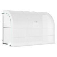 outsunny invernadero invernadero de jardin con cubierta de plastico resistente a los uv 3 niveles puertas con cremallera blanco   aosom espana