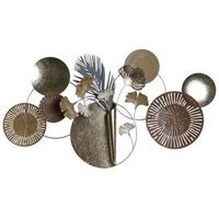 decoracion pared metal 90x83x49 circulos dorado