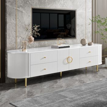 Mueble Tv - Mueble Para Salón - Mdf - Blanco (180x40x53cm)