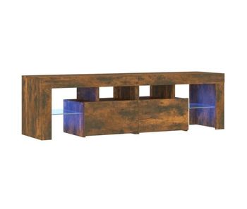 Mueble de tv con luces led color roble ahumado 140x36,5x40 cm