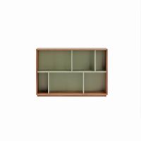 estanteria libreria en melamina nogal y verde 80x119x32 cm