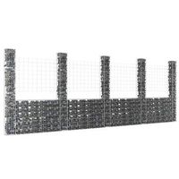 cesta de gaviones  gavion para piedras  gavion decorativo forma de u 5 postes de hierro 500x20x200 cm cfw679549