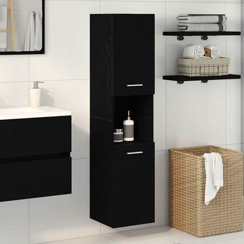 Vidaxl Gabinete De Baño Roble Negro 30 X 30 X 130 Cm