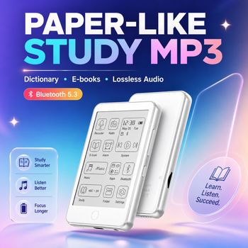 Reproductor MP3 y Lector de Texto Famue BF01 con Pantalla E-ink, Bluetooth 5.3, Altavoz Externo, Grabadora de Voz HD, Regalo para Estudiantes