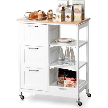 Carro De Cocina Con Ruedas Costway 67x 37 X 84 Cm