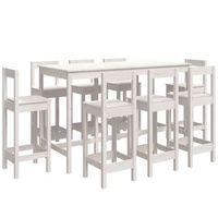 set de bar 9 piezas madera maciza de pino blanco vidaxl