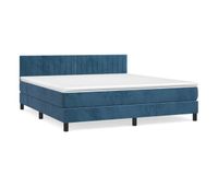 cama box spring con colchon terciopelo azul oscuro 160x200 cm rayas verticales