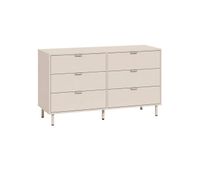comoda de madera y metal con 6 cajones ellie beige 120x40x75 cm