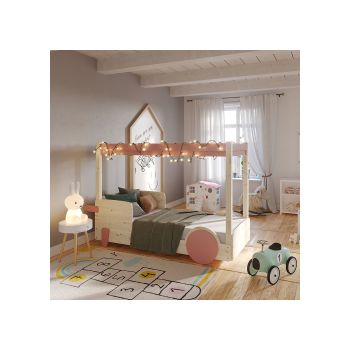 Mathy by Bols Single Discovery 1 Canopy Bed with Optional Trundle & Bunk Conversion Kit - Mathy Powder Blue
