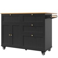 isla de cocina con almacenamiento negra 133 x 70 x 88 cm ruedas y puertas 3d