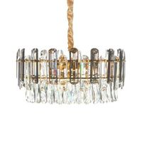 lampara de arana colgante glamurosa fabricada en vidrio metal dorado transparente  48 cm mantaro