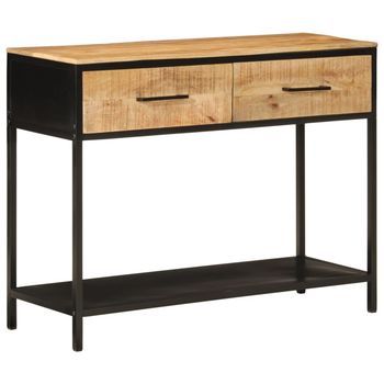Mesa Consola Madera Maciza De Mango Y Hierro 100x35x76 Cm Vidaxl
