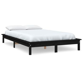 Estructura De Cama Madera Maciza De Pino Negra 120x200 Cm Vidaxl