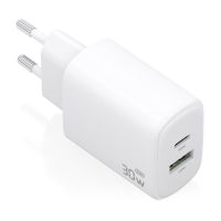 cargador aisens a110-0977 gan 30w usb-c pd30 qc40 y usb-a qc30 blanco