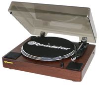 roadstar tt-260spk tocadiscos de vinilo 3 velocidades 334578 rpm altavoces integrados salida audio rca aux in autoparada estilo vintage madera