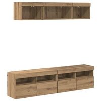 unidades de tv de pared con led 5 uds roble artisan vidaxl