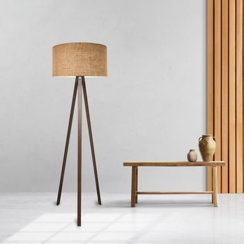Lámpara De Pie Trípode Newport 1xe27 20 W Mdf 21 X Ø 38 Cm Marrón / Madera [lux.pro]