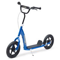 homcom patinete para ninos de 5 anos scooter de 2 ruedas de 12 pulgadas con freno y manillar ajustable en altura 120x52x80-88cm azul   aosom espana