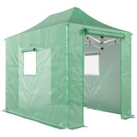 outsunny invernadero pop-up aprox 200x300x270 cm plegable invernadero de film con tejado a dos aguas puertas y ventanas con cremallera