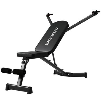 SPORTNOW Banco Ajustable con Bandas de Resistencia Plegable Inclinado/Declinado/Plano 75x45 cm Negro   Aosom España