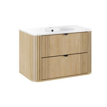 Mueble lavabo individual encastrado paneles de melamina y mdf roble