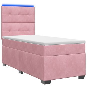 Cama Tapizada 100x200x140,5 Cm Terciopelo - Rosa