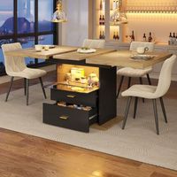 mesa de comedor extensible - comedor - mdf y metal - madera y negro 110-140x80x75cm