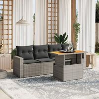 juego de sofas jardin con cojines 5 uds  mueble jardin mesa y sillas ratan sintetico gris cfw22207