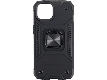 Funda móvil - ISY ISC 6100, Apple, iPhone 15, Resistente a Golpes, Soporte Plegable Integrado, Negro