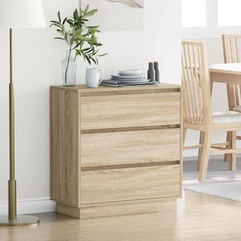 Armario De Noche - Mueble Para Dormitorio - Madera De Ingeniería - Roble Sonoma (71x34.5x75cm)